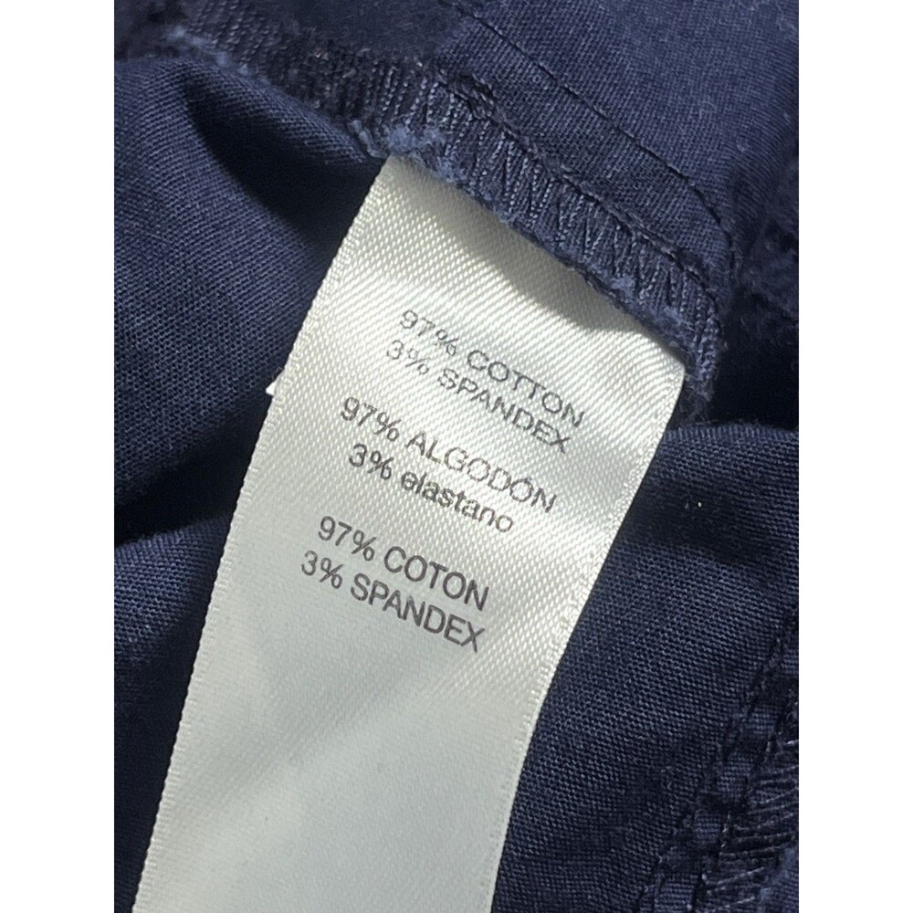 Chicos Poplin Roll Tab Pants Sz 2.5 (L) Navy Classic Comfy Cotton - Picture 4 of 8